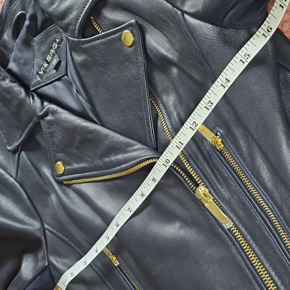 Via Spiga Mixed Media Leather Moto Jacket - Picture 13 of 17